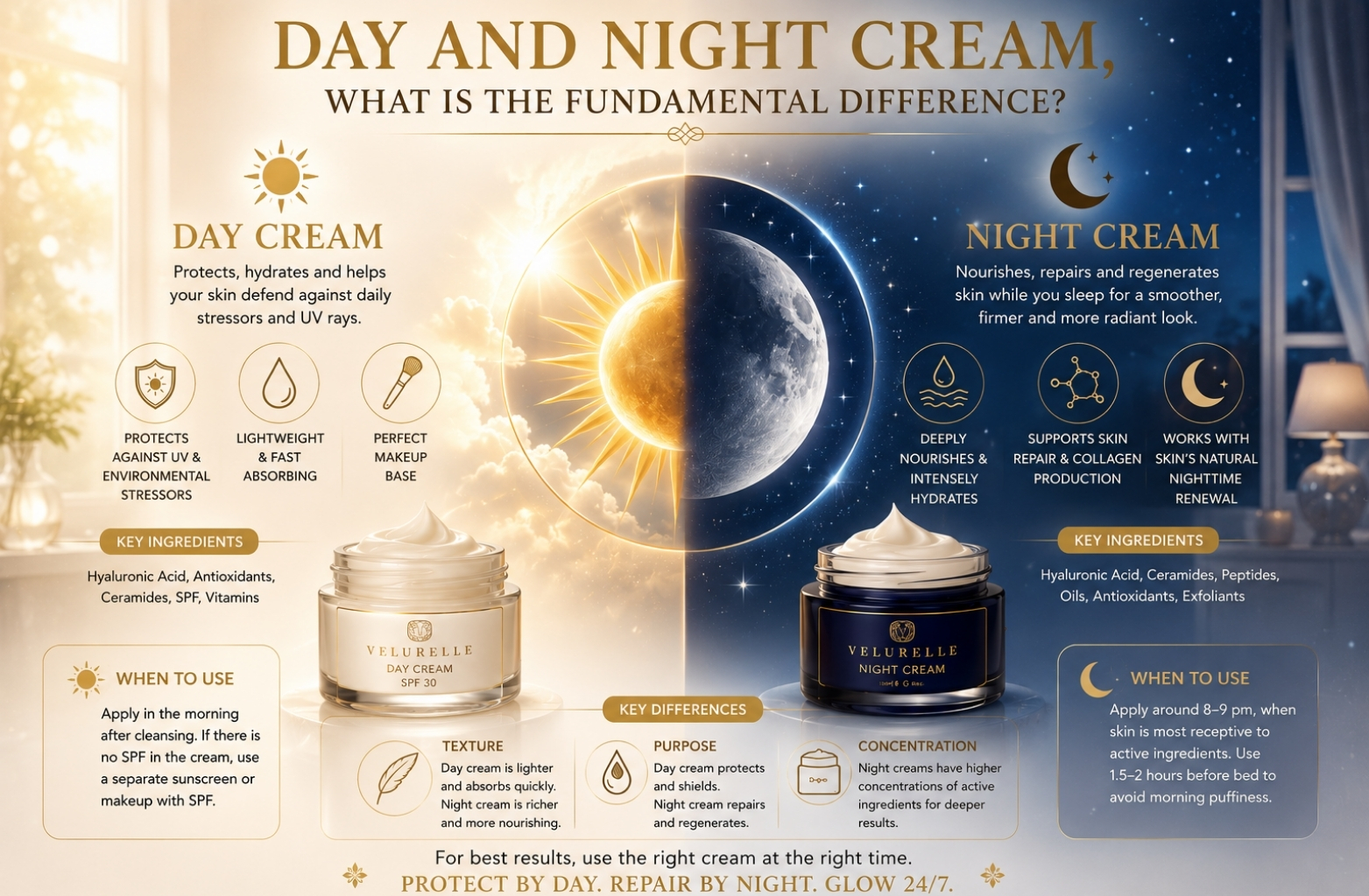 Day and night cream, what is the fundamental difference – Velurelle blog